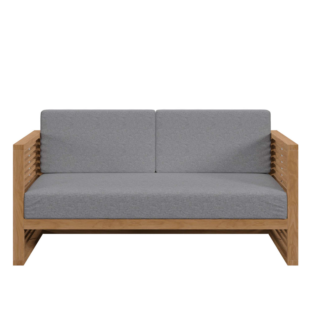 Carlsbad Teak Wood Outdoor Patio Loveseat - Natural Gray