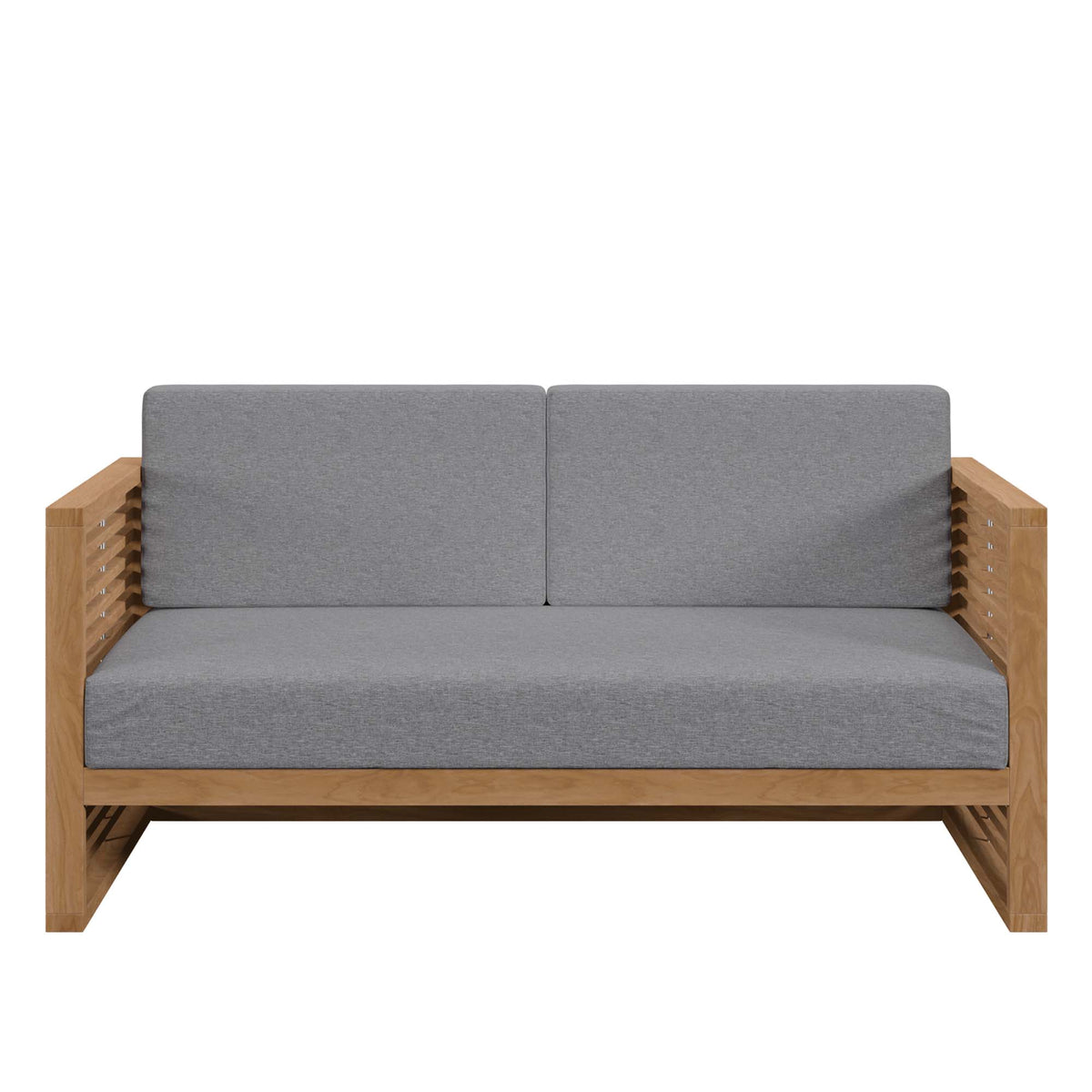 Carlsbad Teak Wood Outdoor Patio Loveseat - Natural Gray