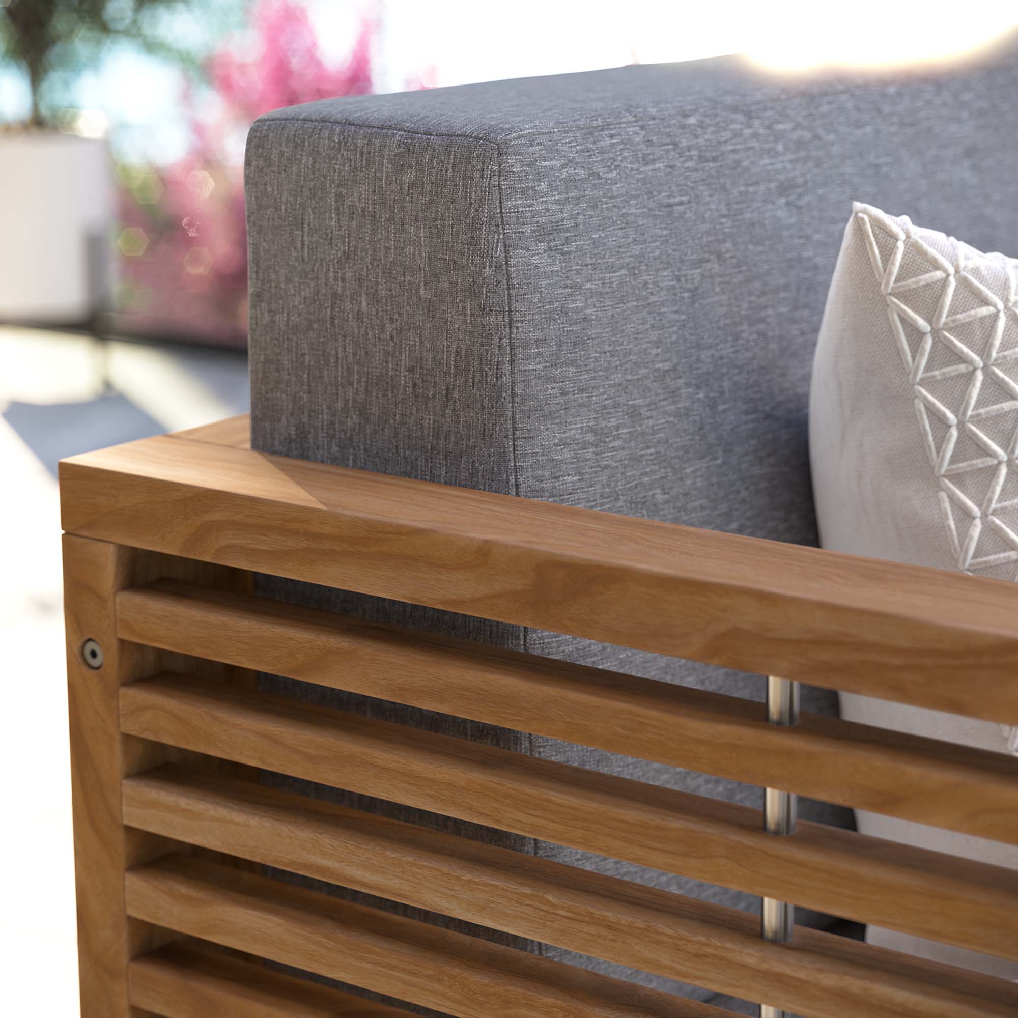 Carlsbad Teak Wood Outdoor Patio Loveseat - Natural Gray