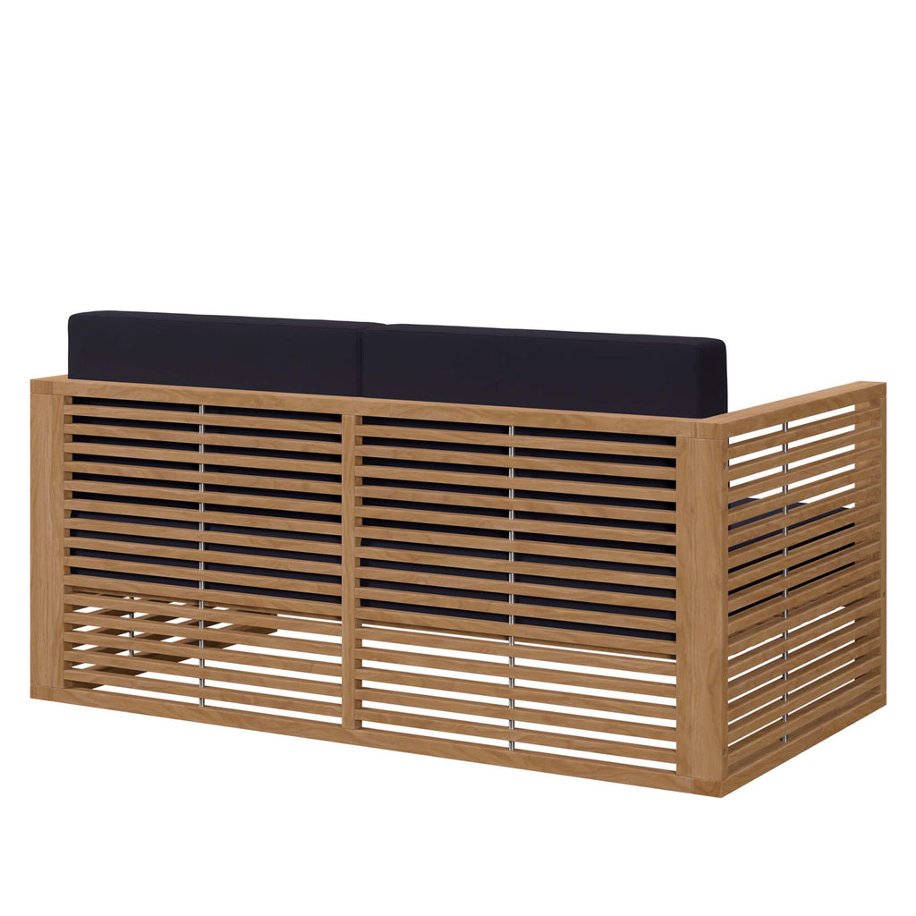 Carlsbad Teak Wood Outdoor Patio Loveseat - Natural Navy