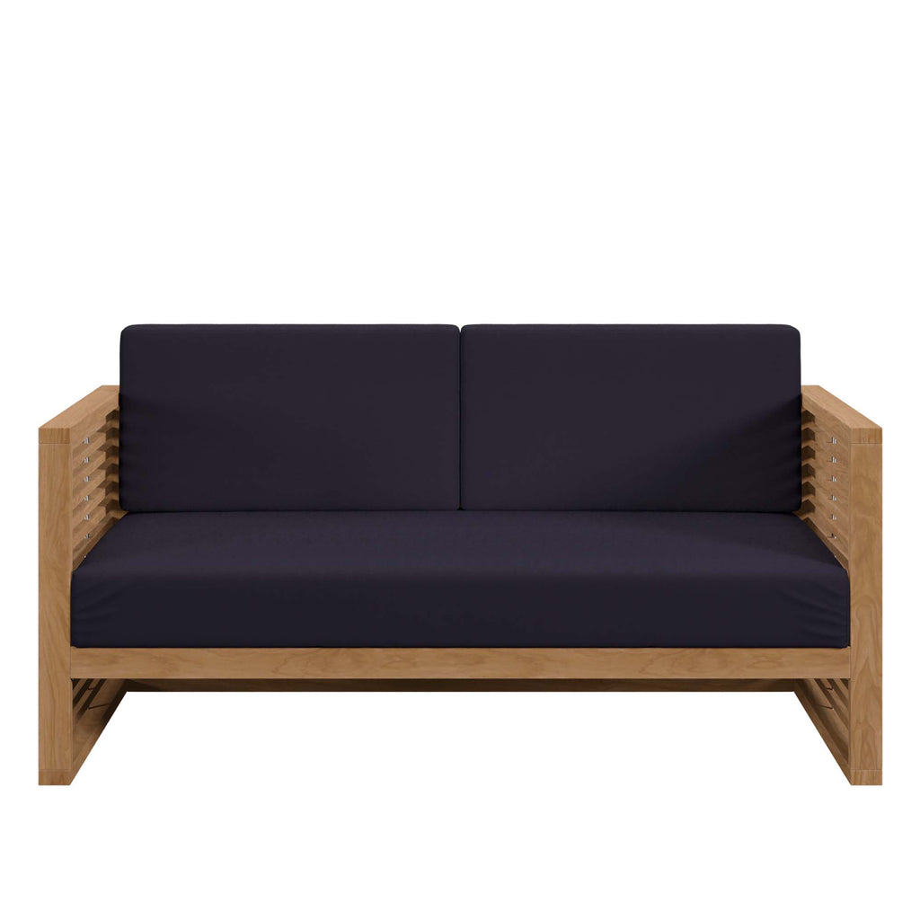 Carlsbad Teak Wood Outdoor Patio Loveseat - Natural Navy