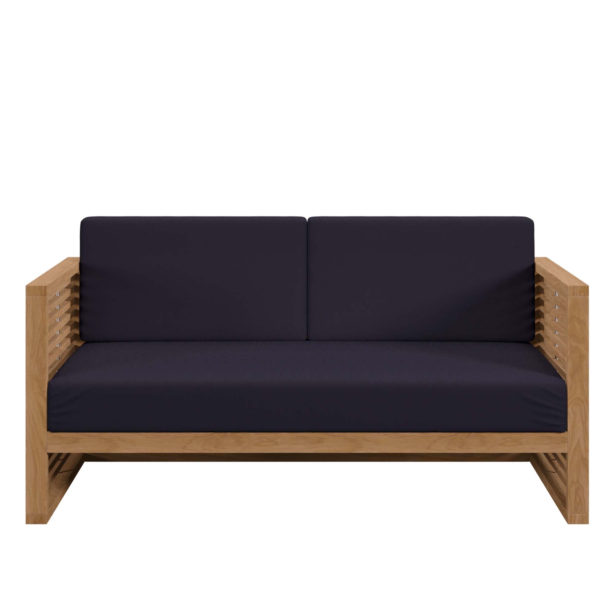 Carlsbad Teak Wood Outdoor Patio Loveseat - Natural Navy