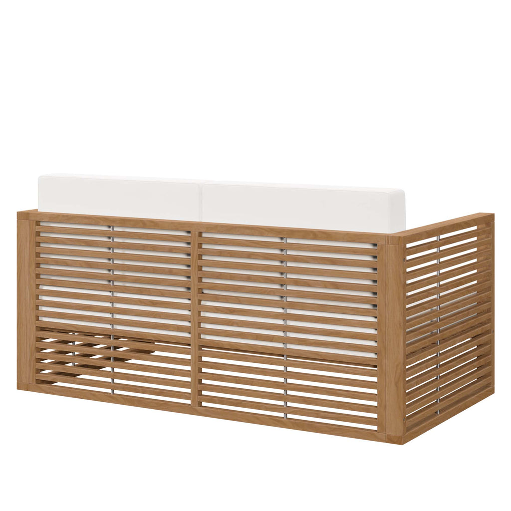 Carlsbad Teak Wood Outdoor Patio Loveseat - Natural White