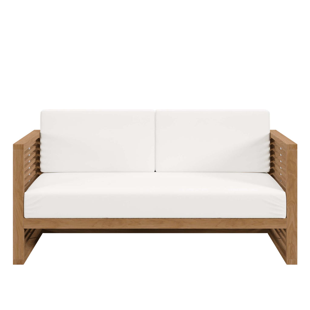 Carlsbad Teak Wood Outdoor Patio Loveseat - Natural White