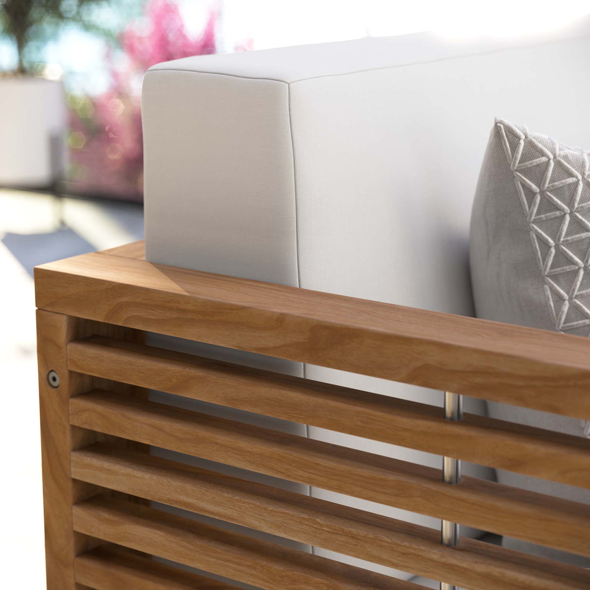 Carlsbad Teak Wood Outdoor Patio Loveseat - Natural White