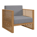 Carlsbad Teak Wood Outdoor Patio Armchair - Natural Gray