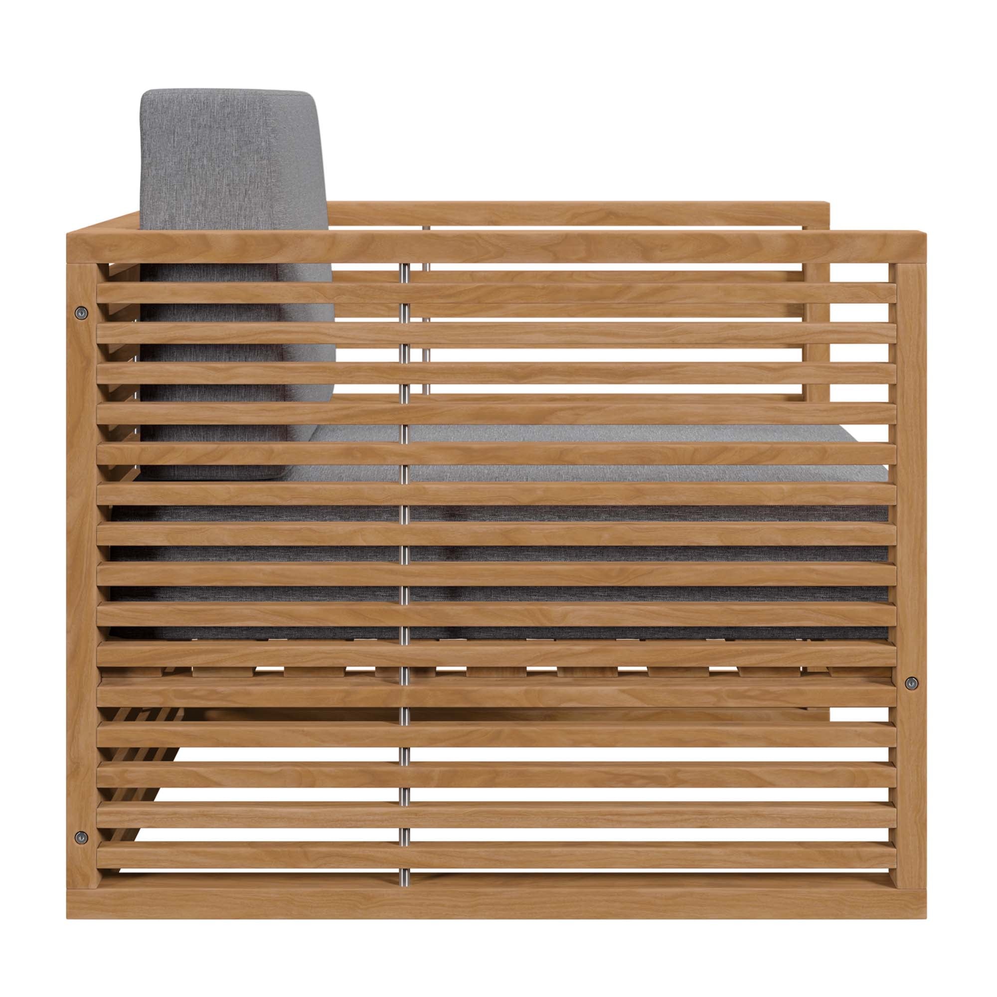 Carlsbad Teak Wood Outdoor Patio Armchair - Natural Gray