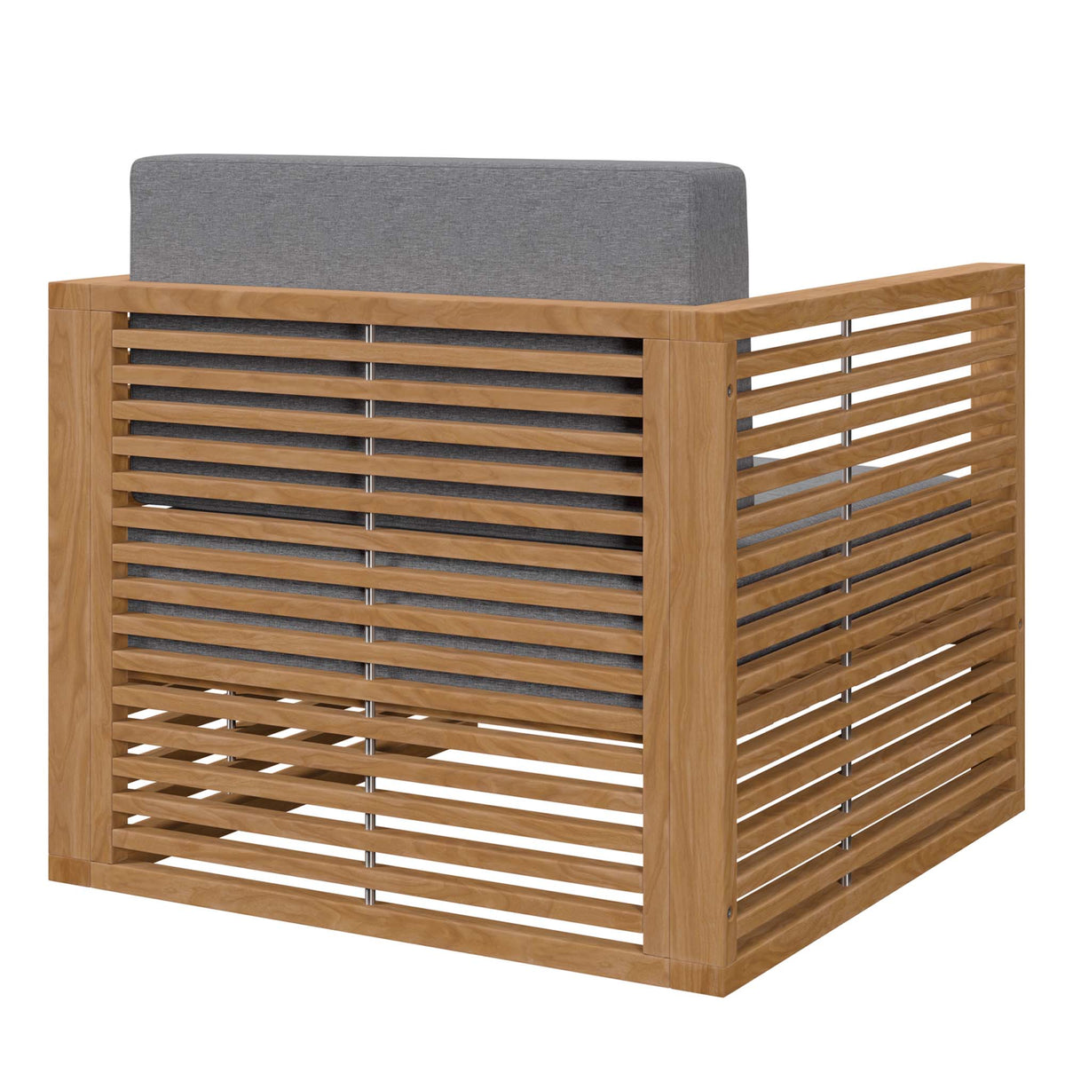 Carlsbad Teak Wood Outdoor Patio Armchair - Natural Gray