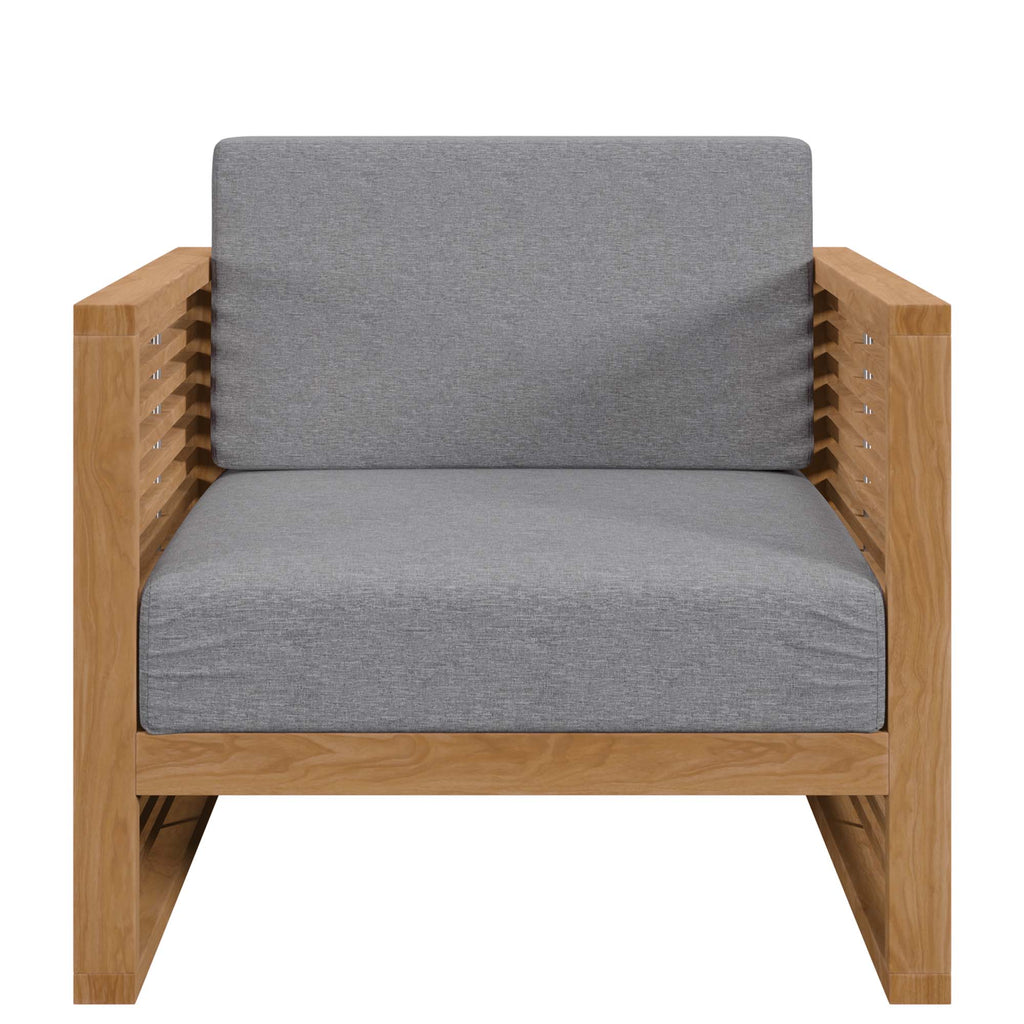 Carlsbad Teak Wood Outdoor Patio Armchair - Natural Gray