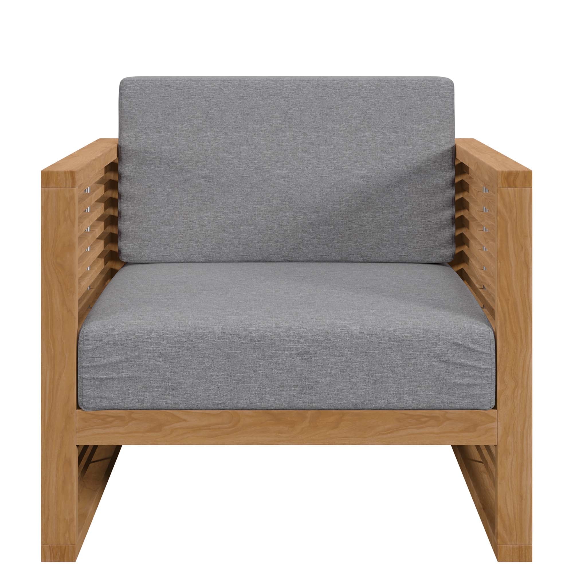 Carlsbad Teak Wood Outdoor Patio Armchair - Natural Gray