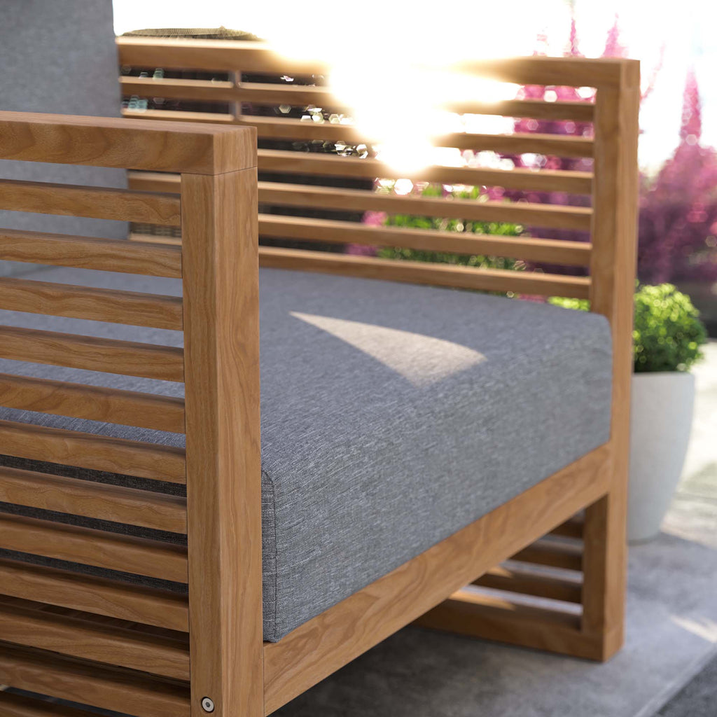 Carlsbad Teak Wood Outdoor Patio Armchair - Natural Gray