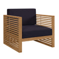 Carlsbad Teak Wood Outdoor Patio Armchair - Natural Navy