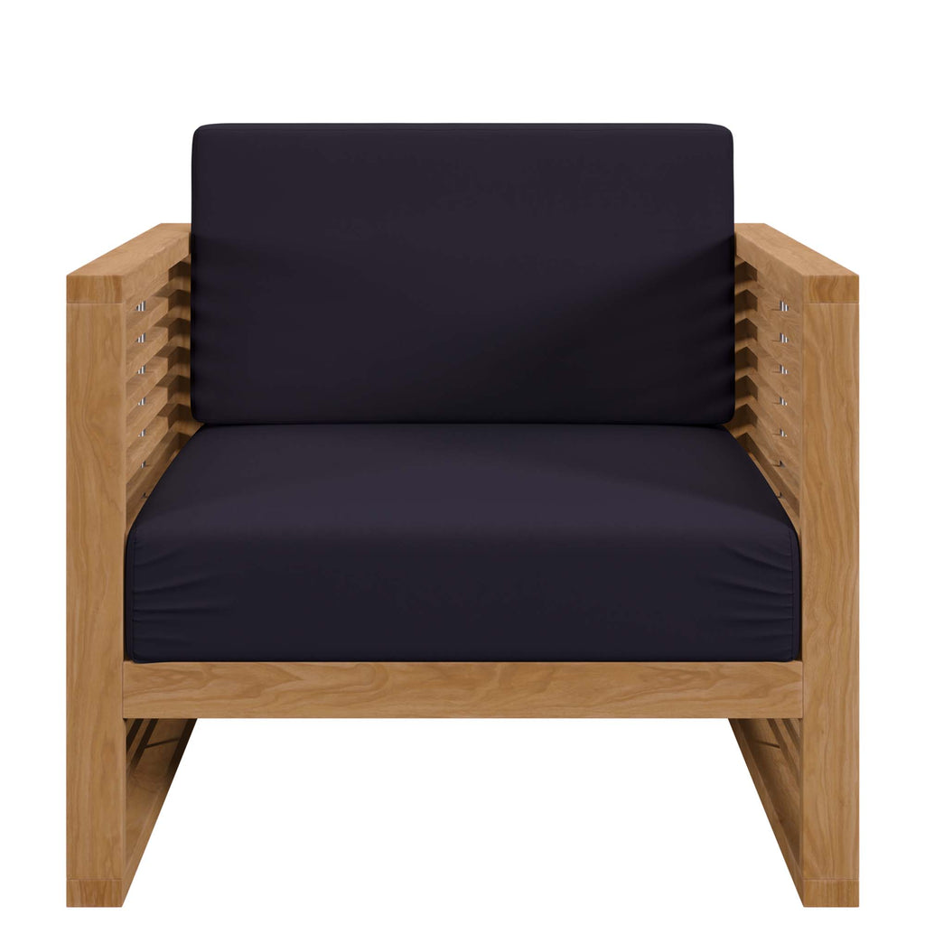 Carlsbad Teak Wood Outdoor Patio Armchair - Natural Navy