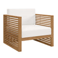 Carlsbad Teak Wood Outdoor Patio Armchair - Natural White