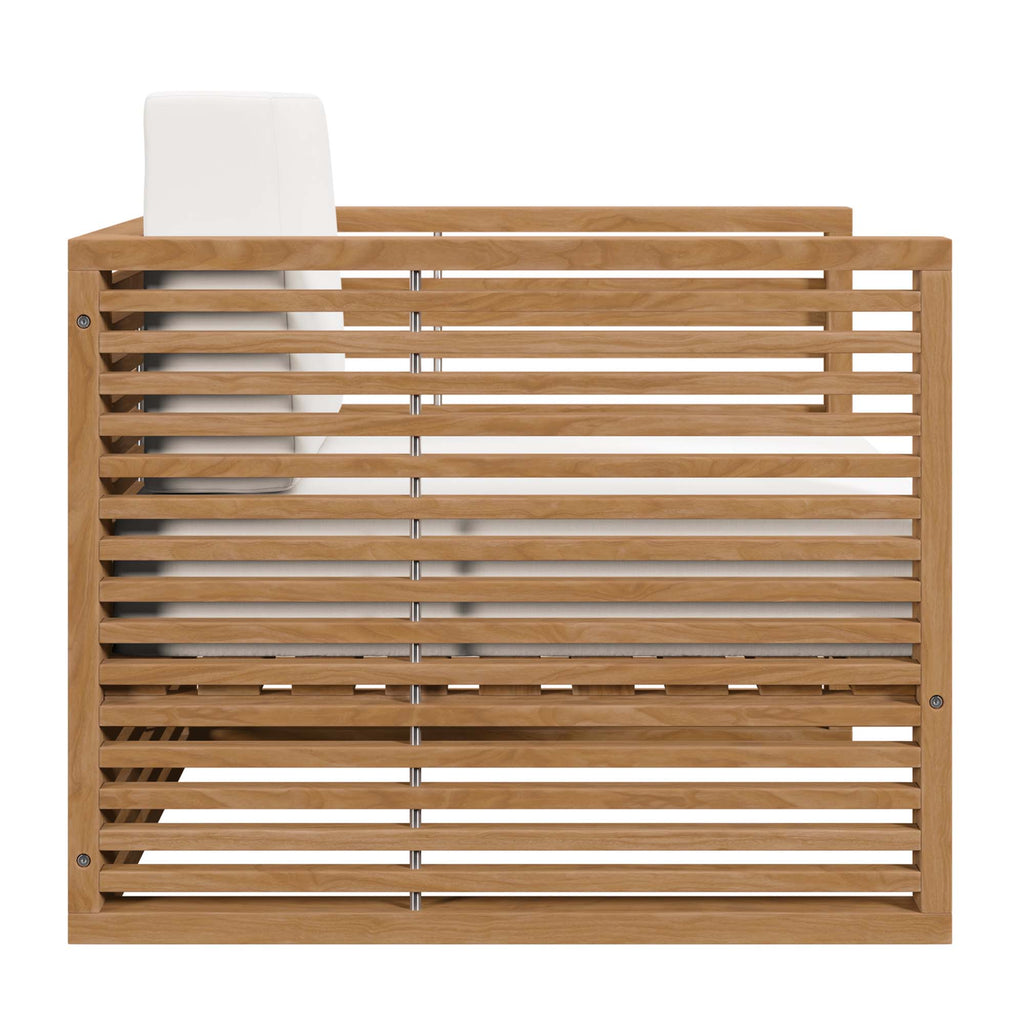 Carlsbad Teak Wood Outdoor Patio Armchair - Natural White