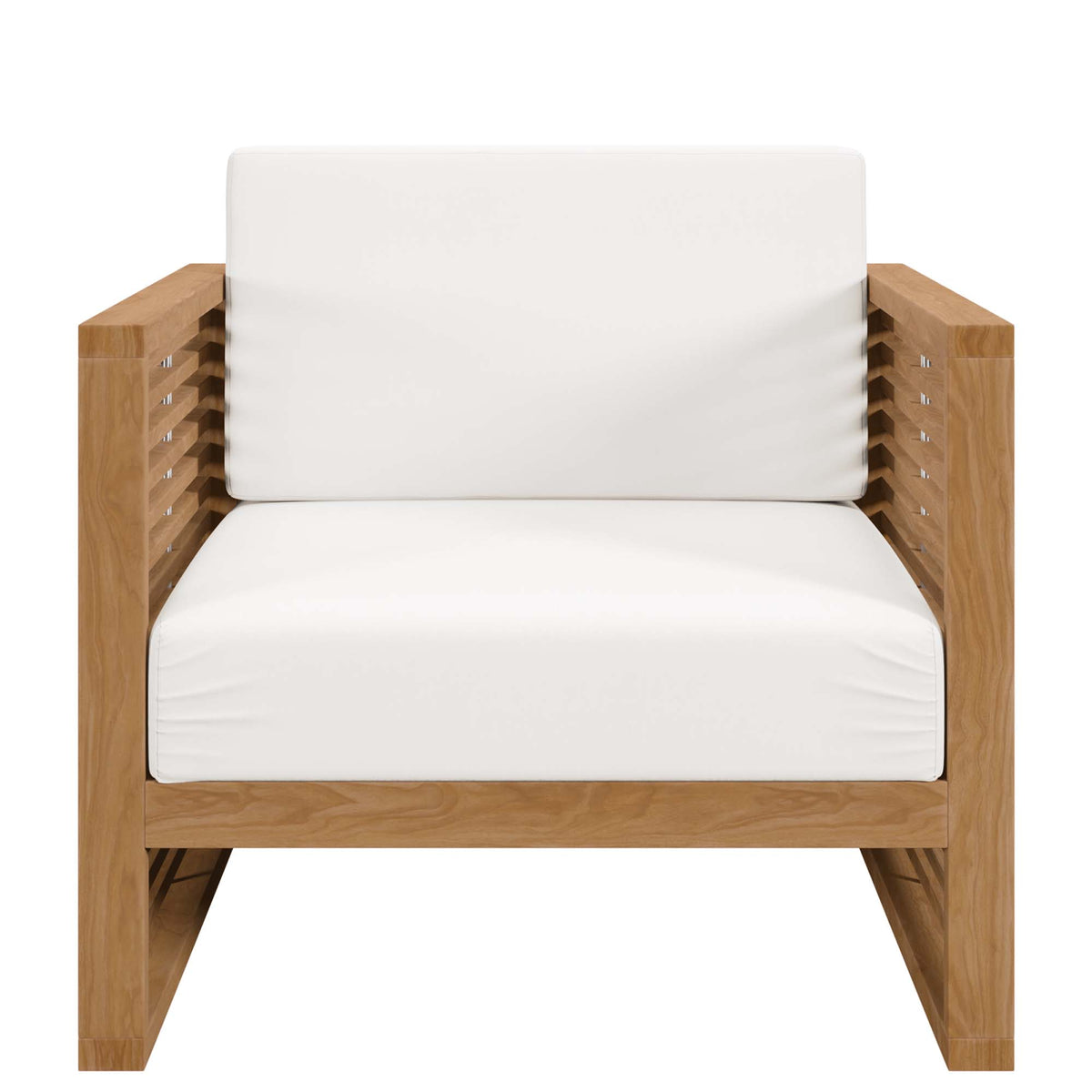 Carlsbad Teak Wood Outdoor Patio Armchair - Natural White