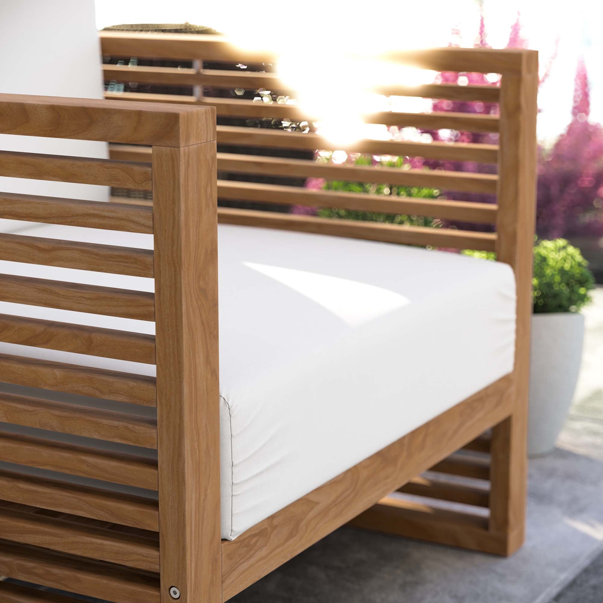 Carlsbad Teak Wood Outdoor Patio Armchair - Natural White