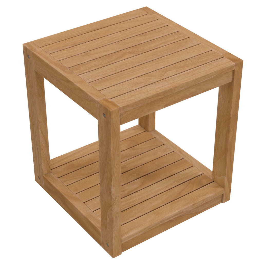 Carlsbad Teak Wood Outdoor Patio Side Table - Natural