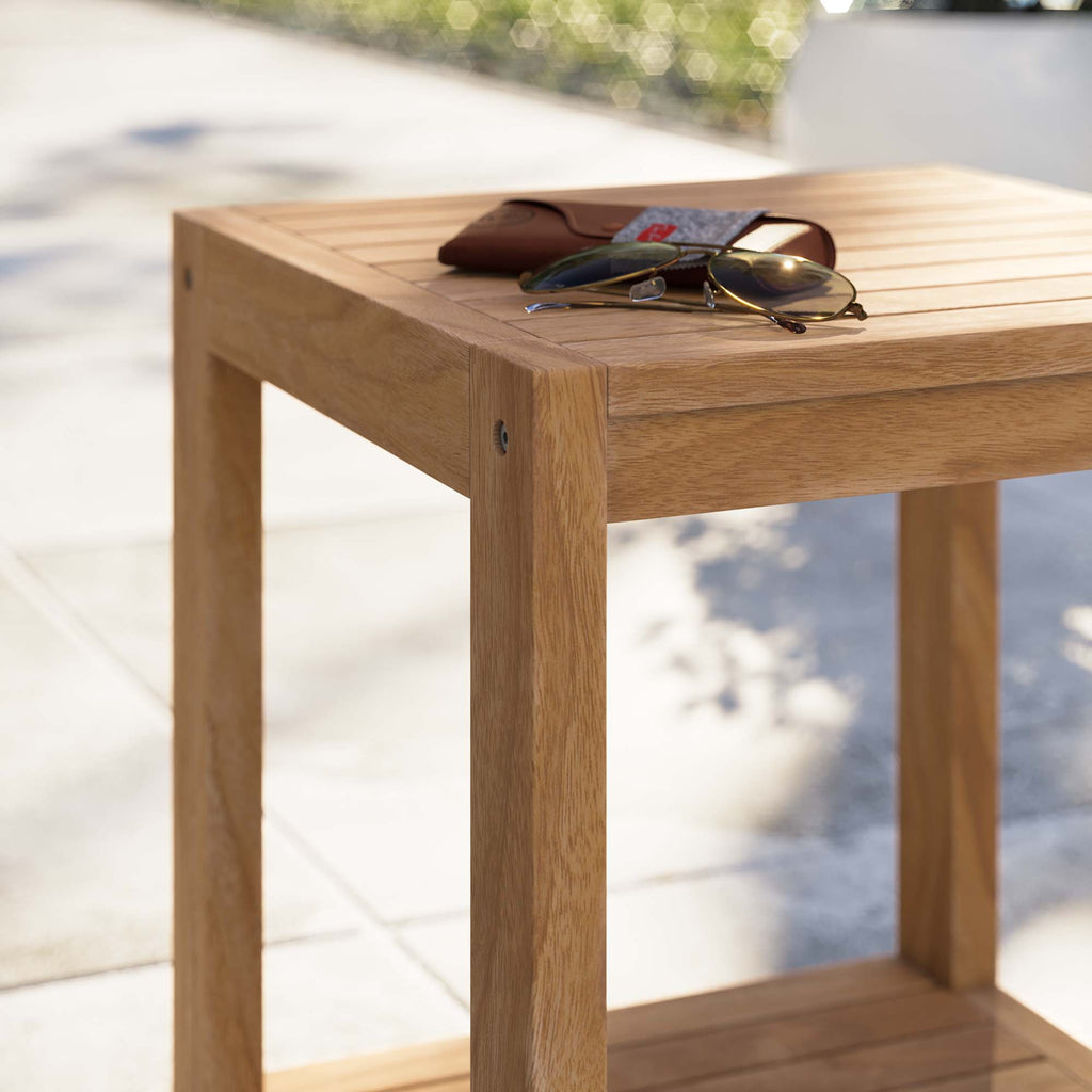 Carlsbad Teak Wood Outdoor Patio Side Table - Natural