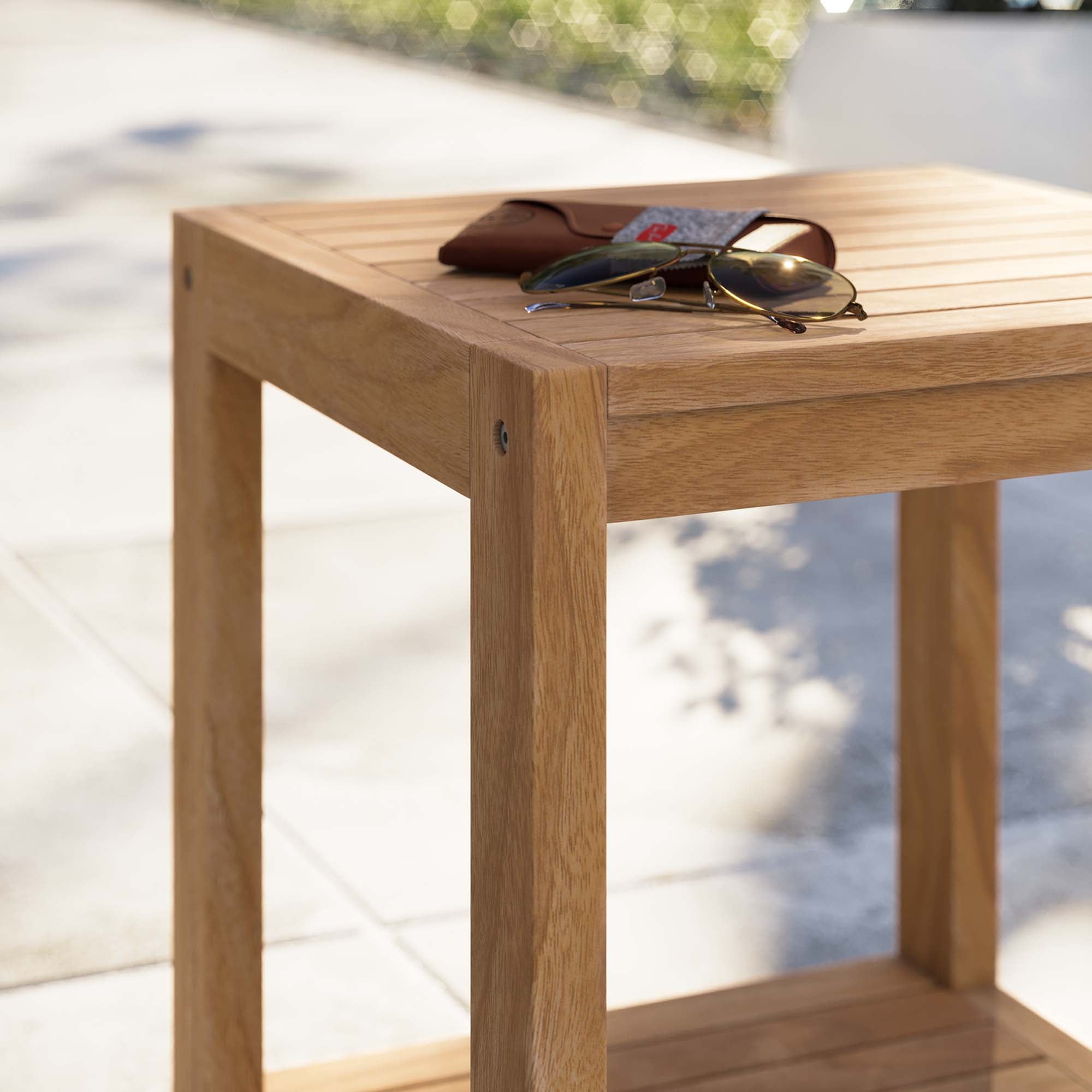Carlsbad Teak Wood Outdoor Patio Side Table - Natural