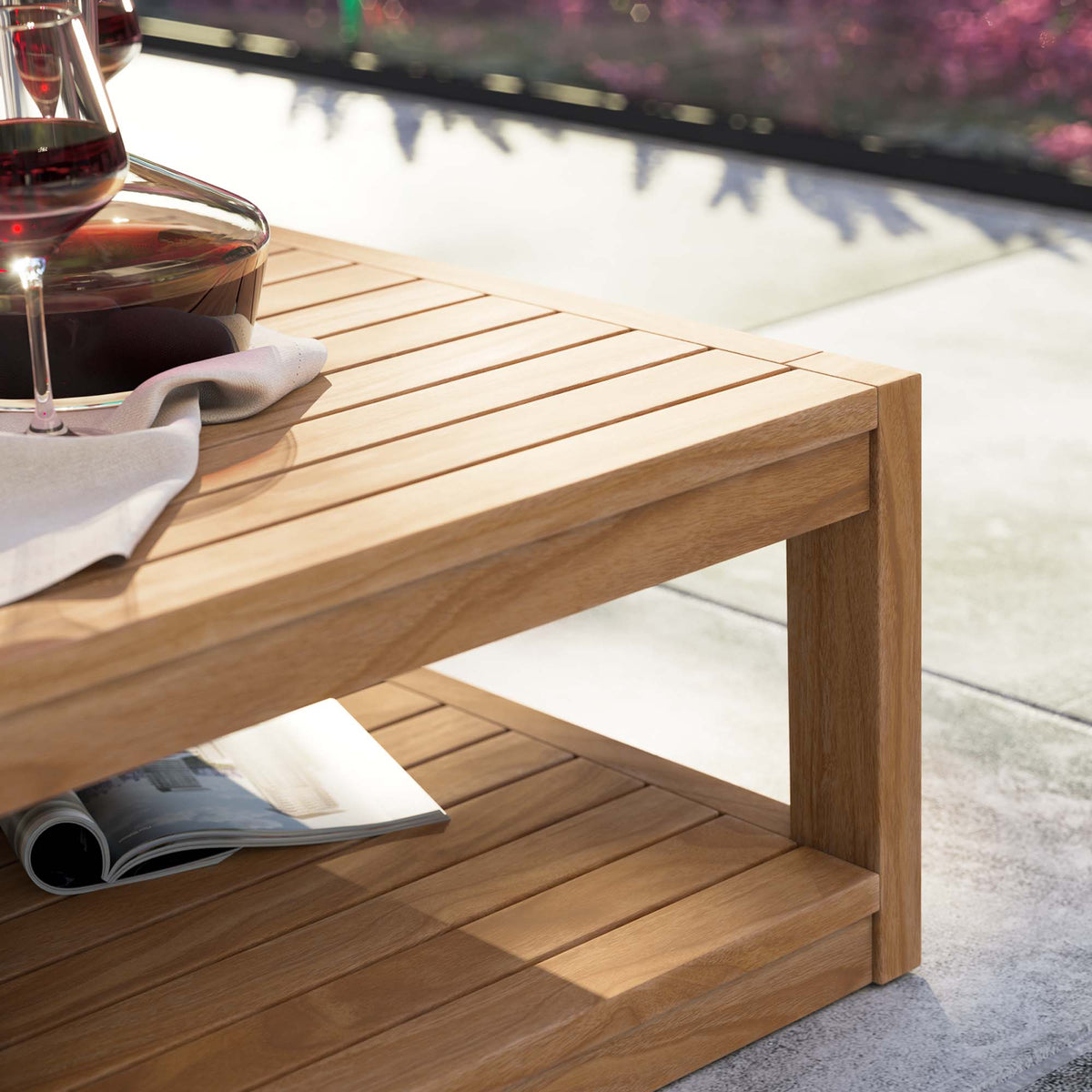 Carlsbad Teak Wood Outdoor Patio Coffee Table - Natural