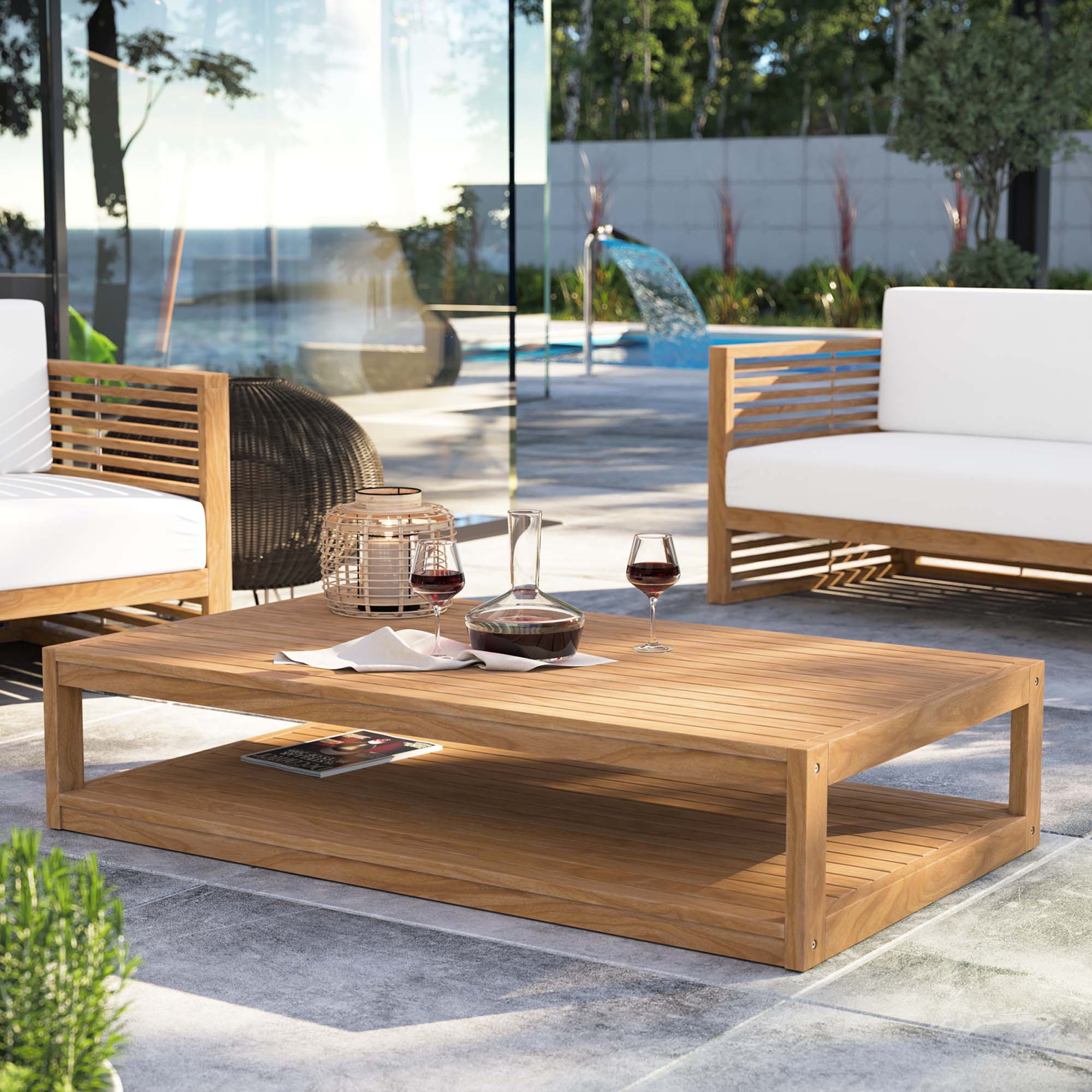 Carlsbad Teak Wood Outdoor Patio Coffee Table - Natural