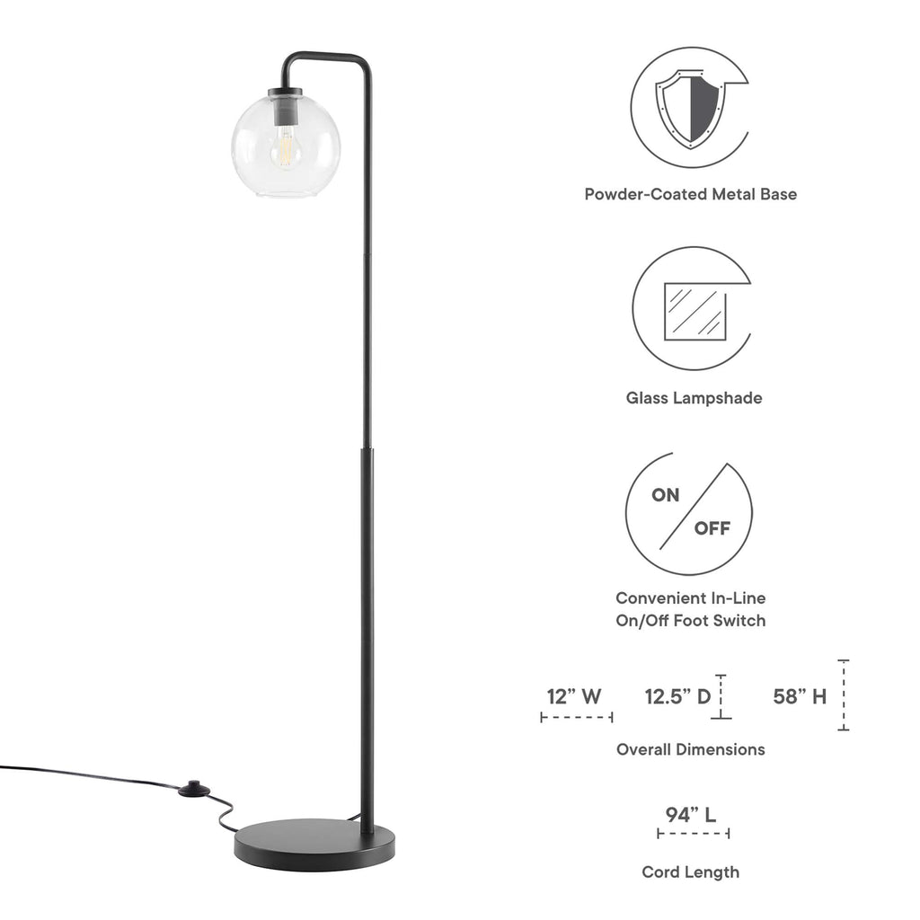 Silo Glass Globe Glass and Metal Floor Lamp - Black
