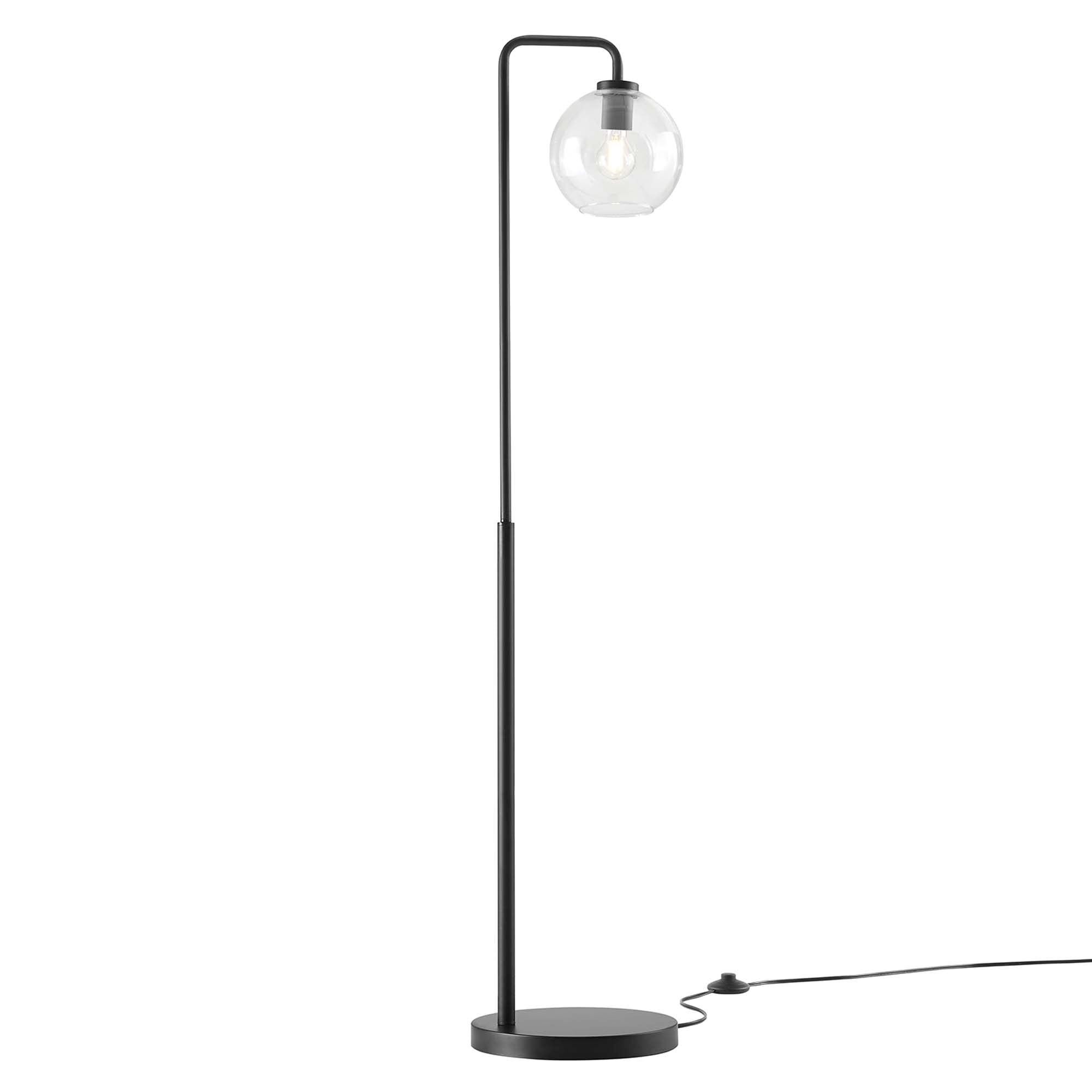 Silo Glass Globe Glass and Metal Floor Lamp - Black