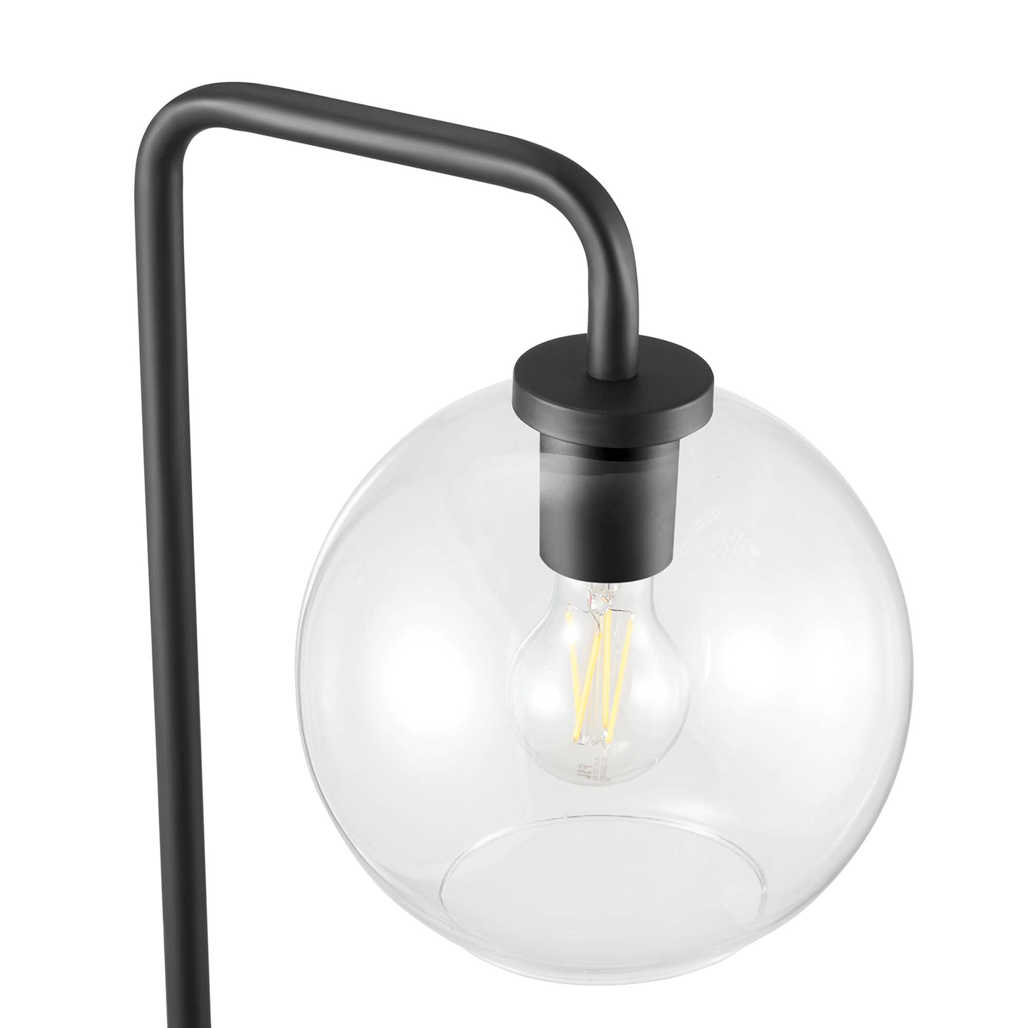 Silo Glass Globe Glass and Metal Floor Lamp - Black