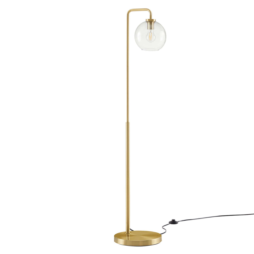 Silo Glass Globe Glass and Metal Floor Lamp - Satin Brass