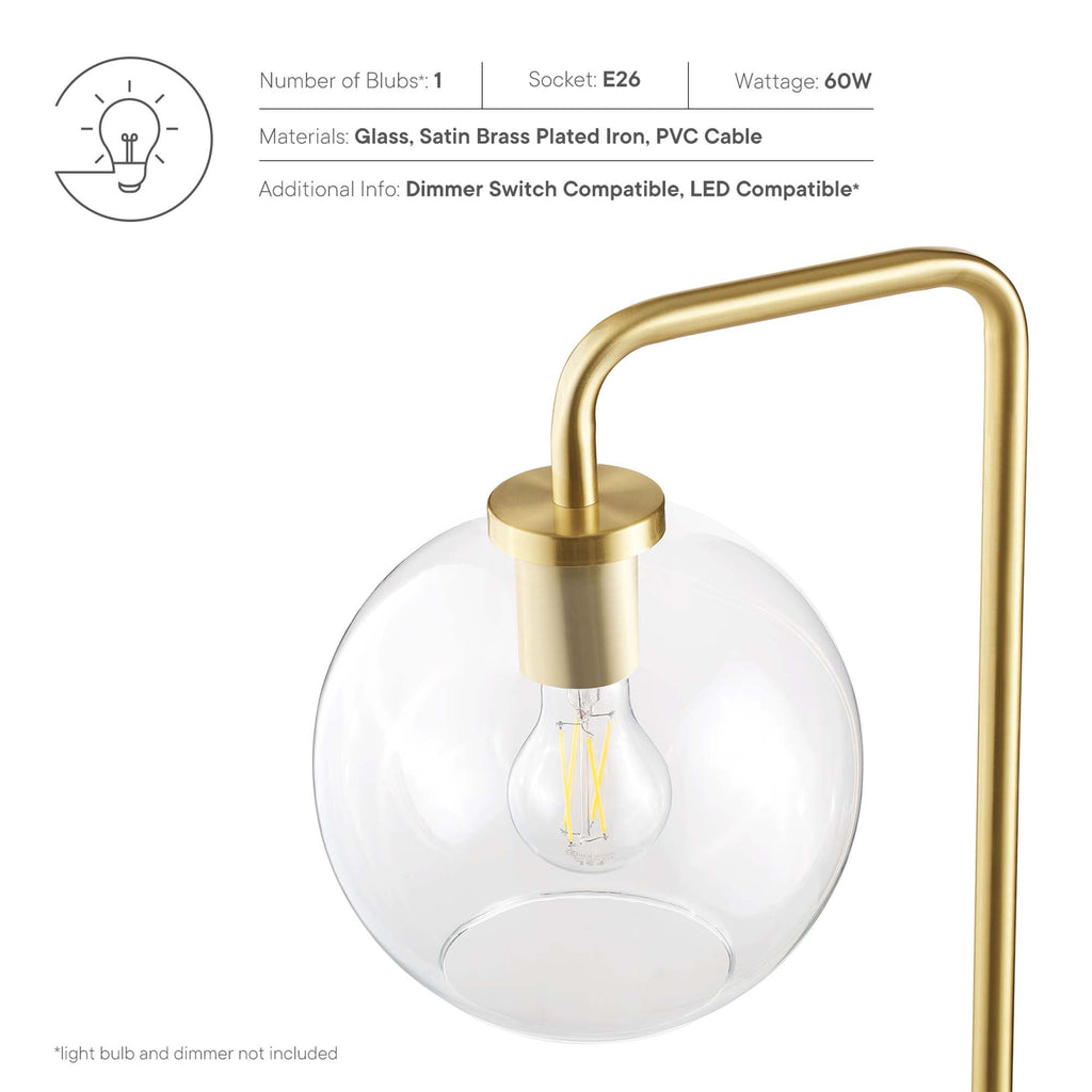 Silo Glass Globe Glass and Metal Floor Lamp - Satin Brass