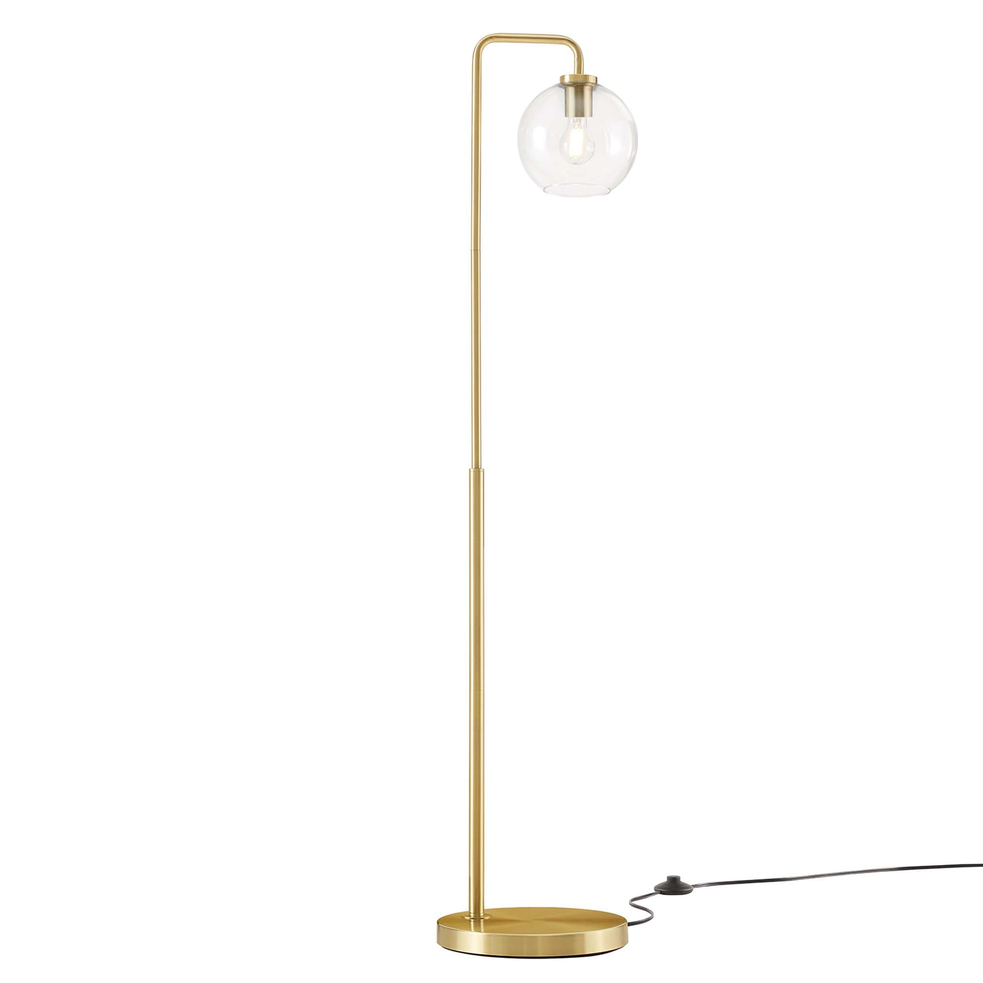 Silo Glass Globe Glass and Metal Floor Lamp - Satin Brass