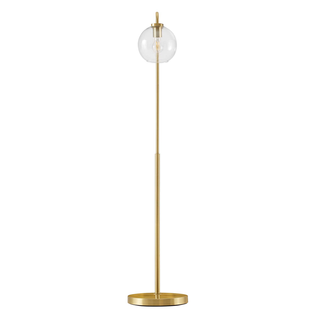 Silo Glass Globe Glass and Metal Floor Lamp - Satin Brass