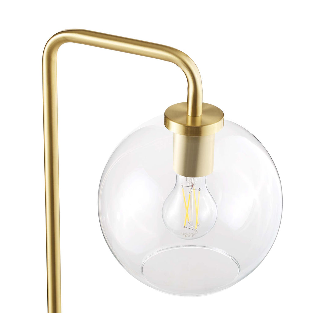 Silo Glass Globe Glass and Metal Floor Lamp - Satin Brass