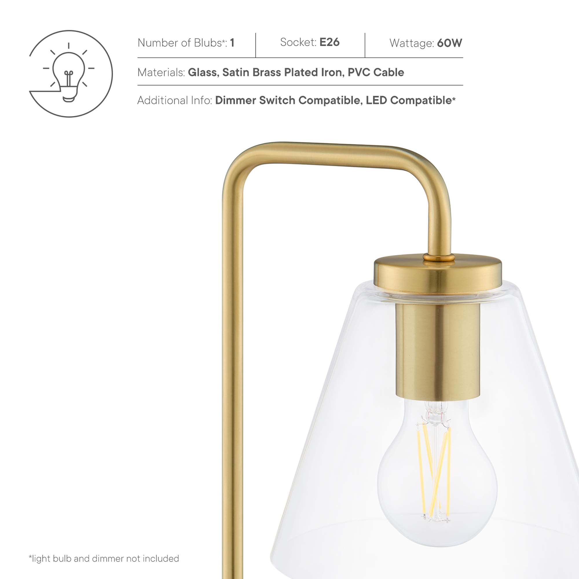 Element Glass Table Lamp - Satin Brass
