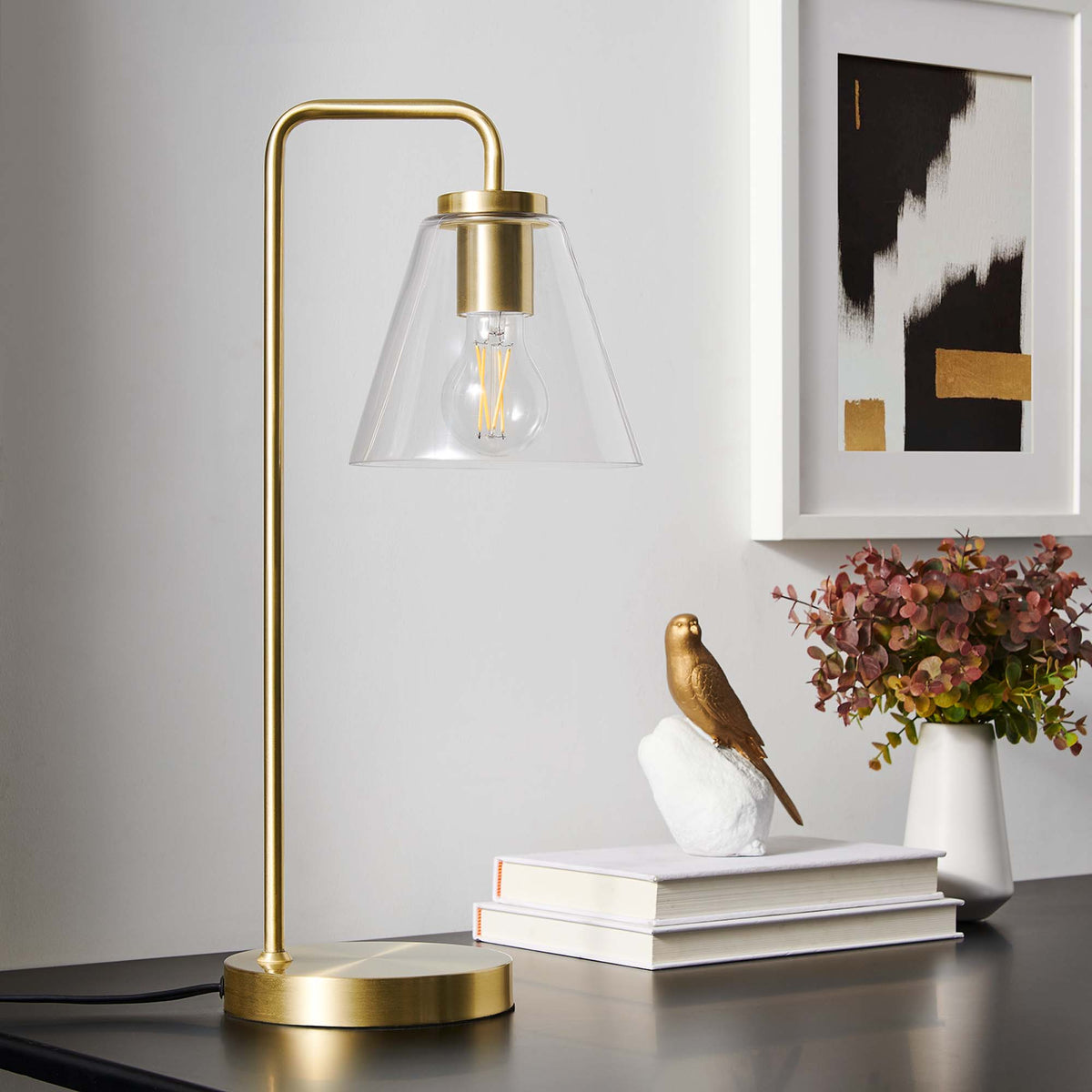 Element Glass Table Lamp - Satin Brass