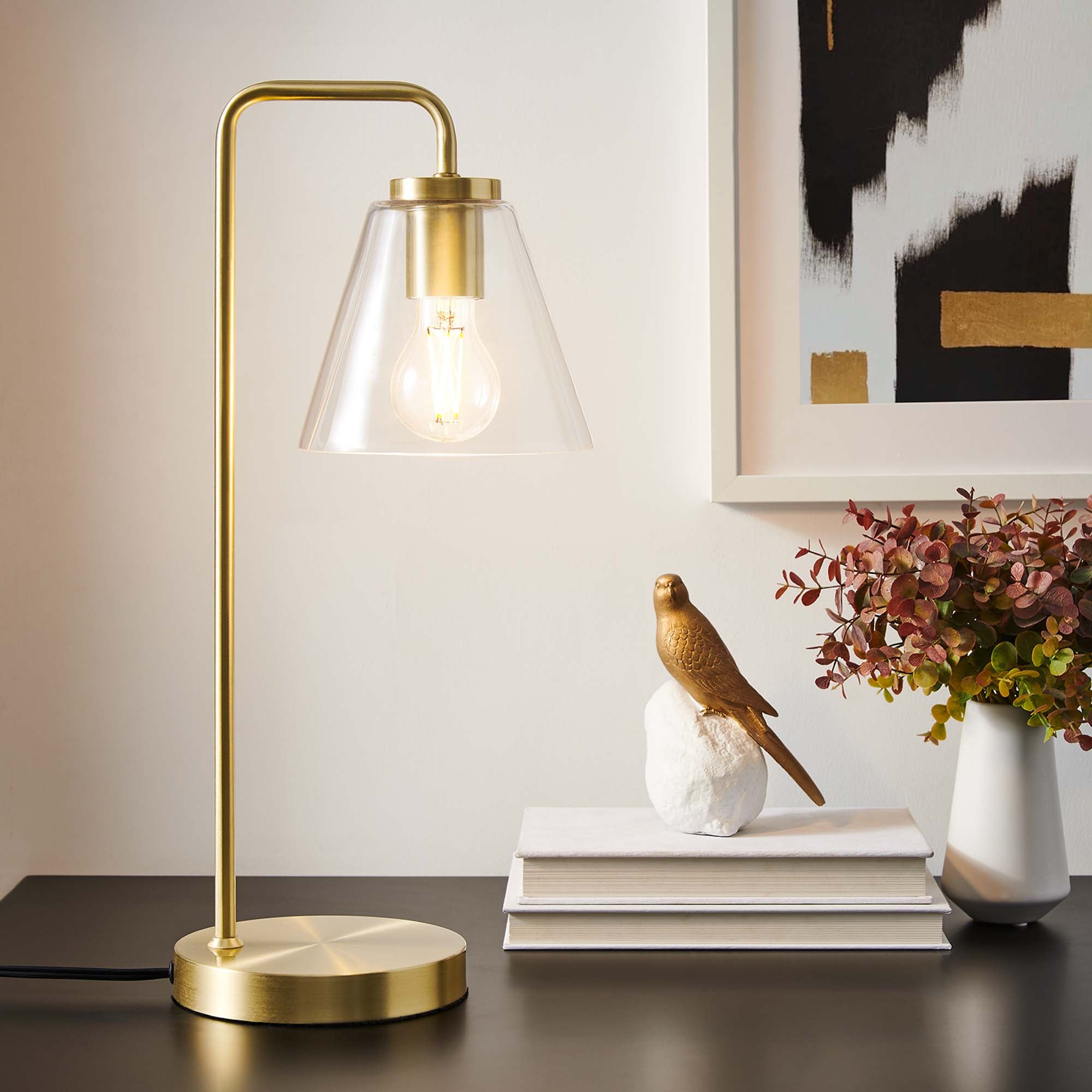 Element Glass Table Lamp - Satin Brass