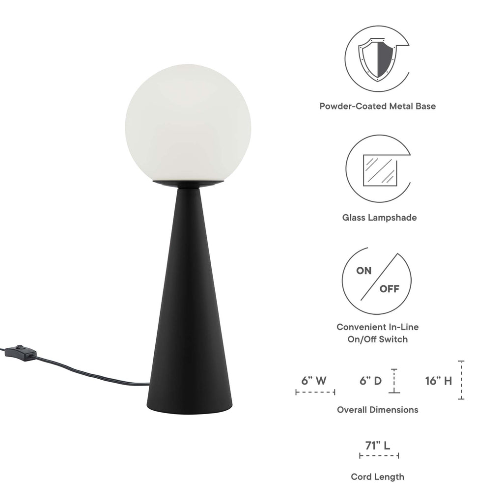 Apex Glass Globe Glass Table Lamp - White Black