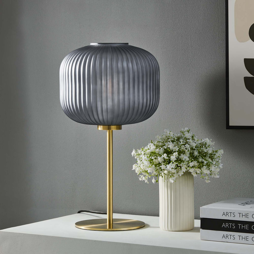 Reprise Glass Sphere Glass and Metal Table Lamp - Black Satin Brass