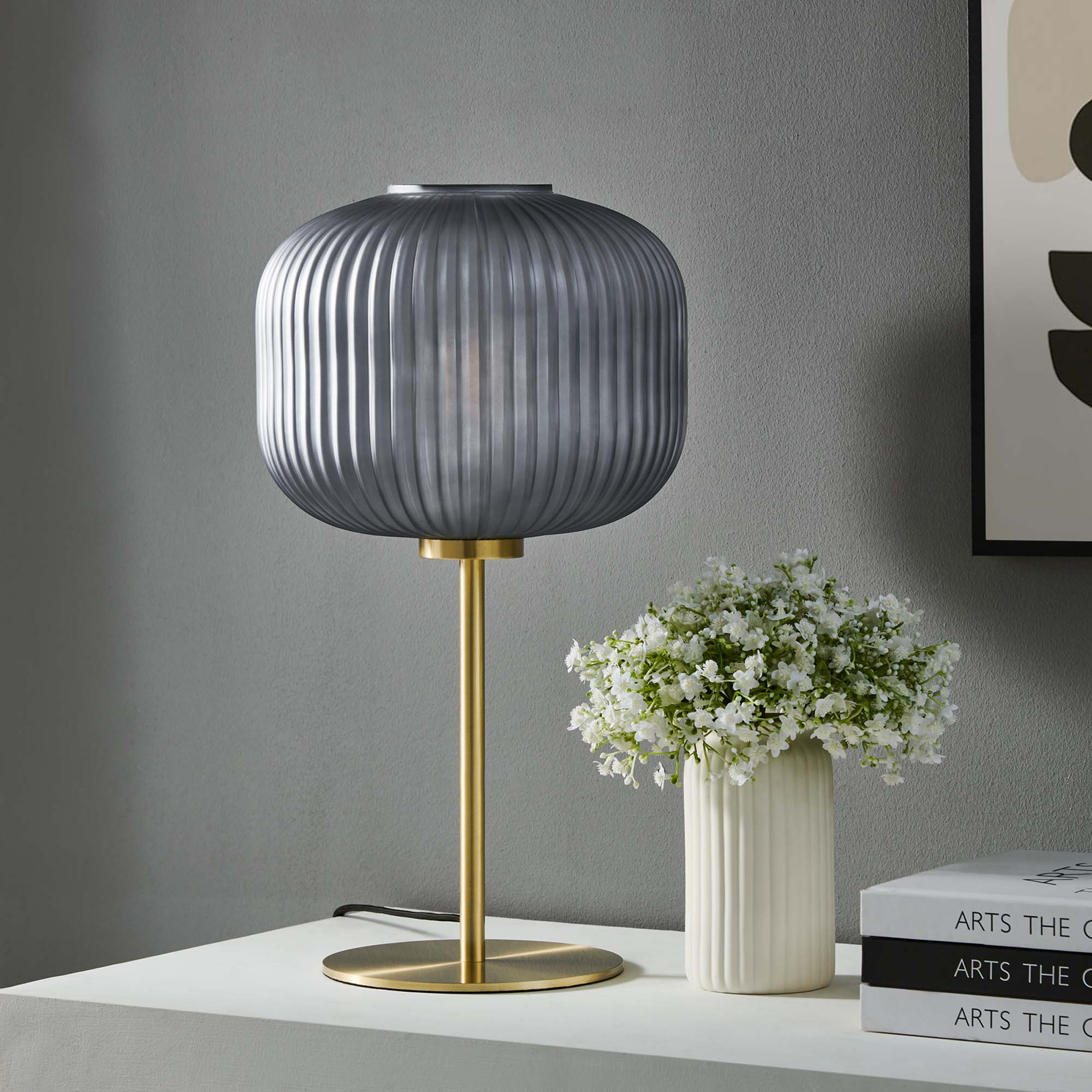 Reprise Glass Sphere Glass and Metal Table Lamp - Black Satin Brass