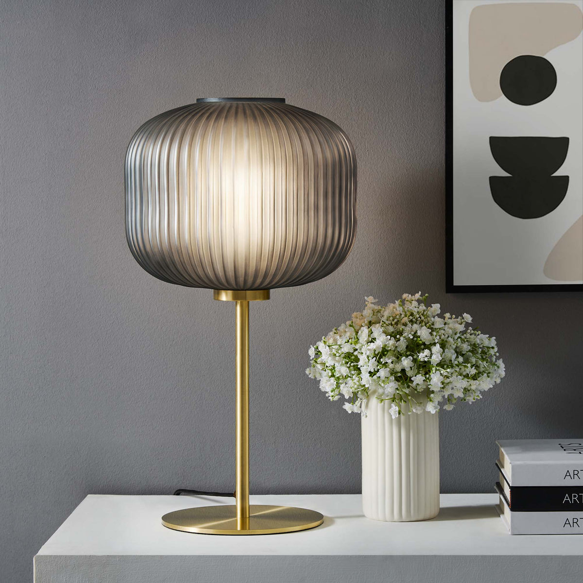 Reprise Glass Sphere Glass and Metal Table Lamp - Black Satin Brass