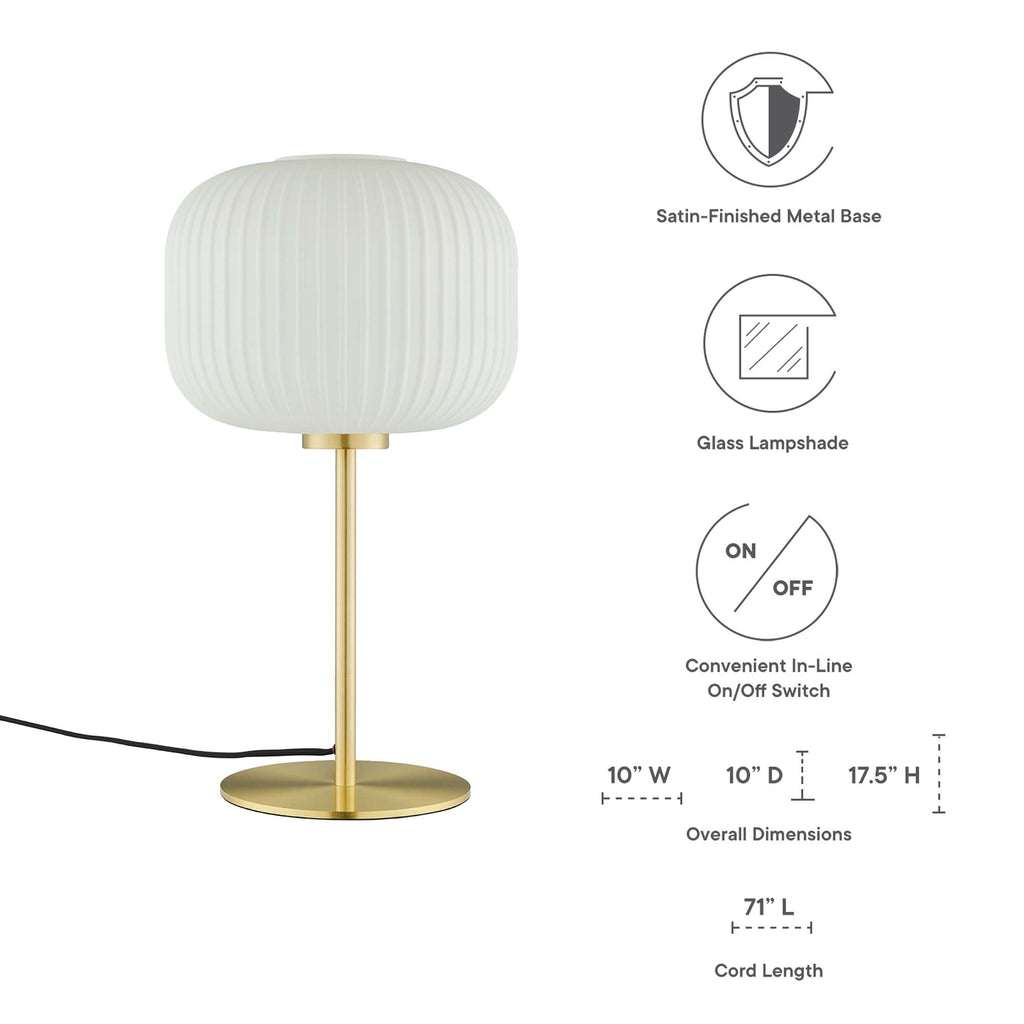 Reprise Glass Sphere Glass and Metal Table Lamp - White Satin Brass