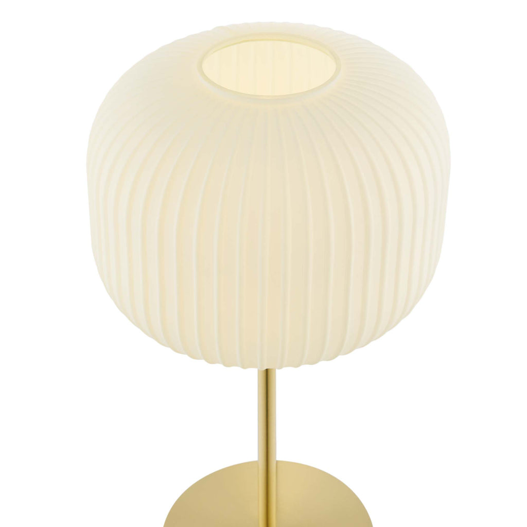 Reprise Glass Sphere Glass and Metal Table Lamp - White Satin Brass