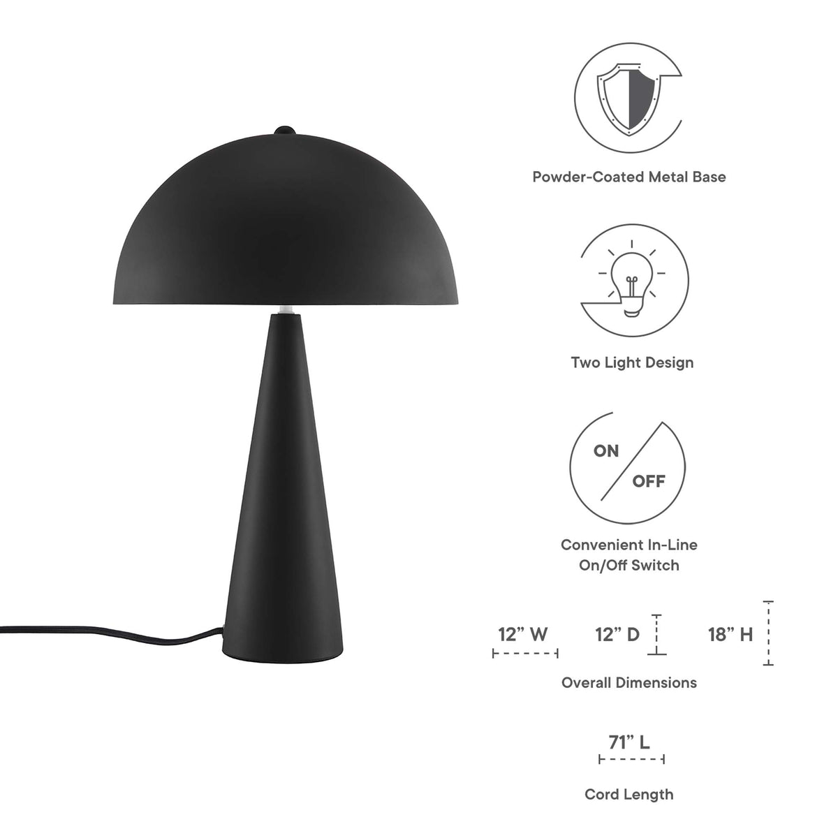 Selena Metal Table Lamp - Black