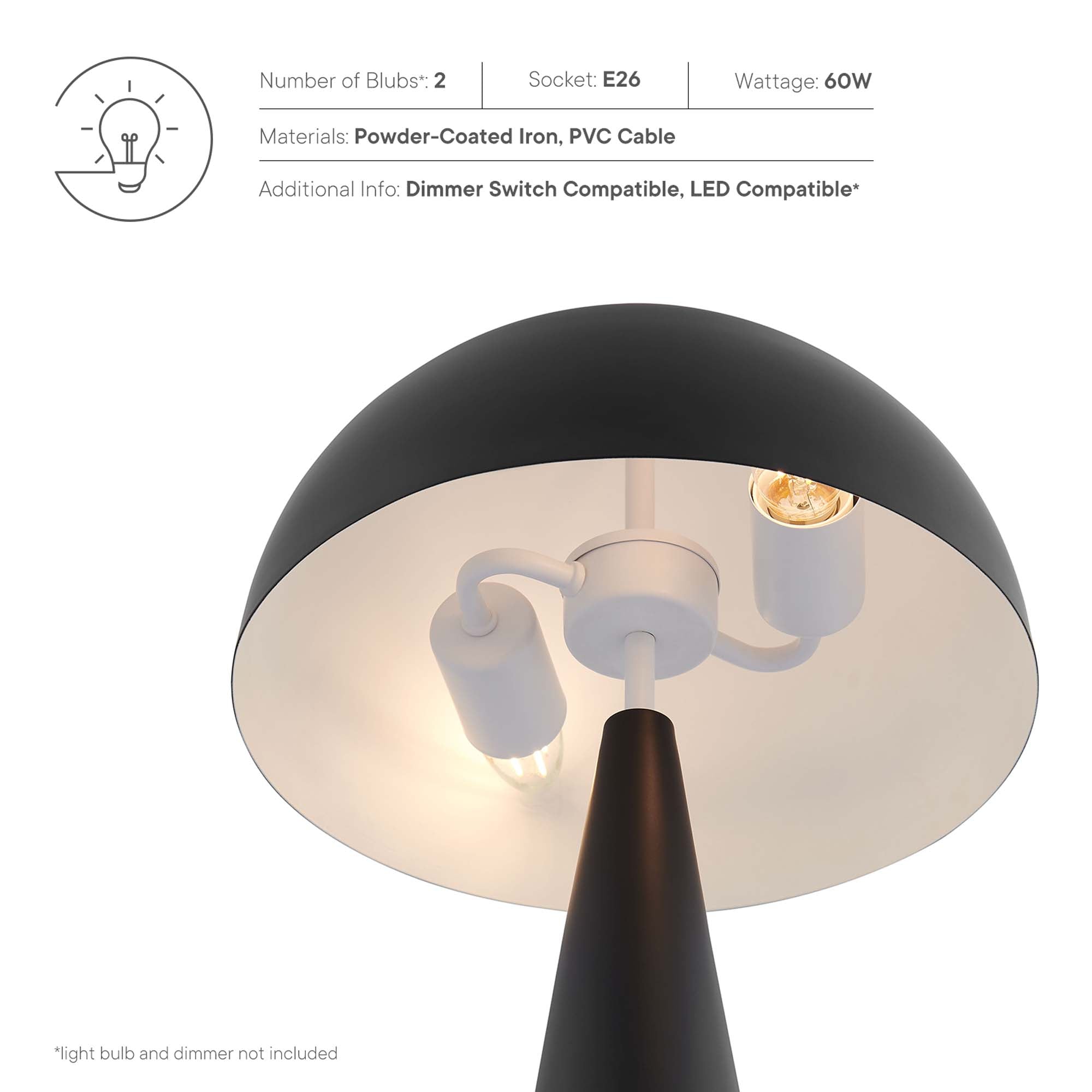 Selena Metal Table Lamp - Black