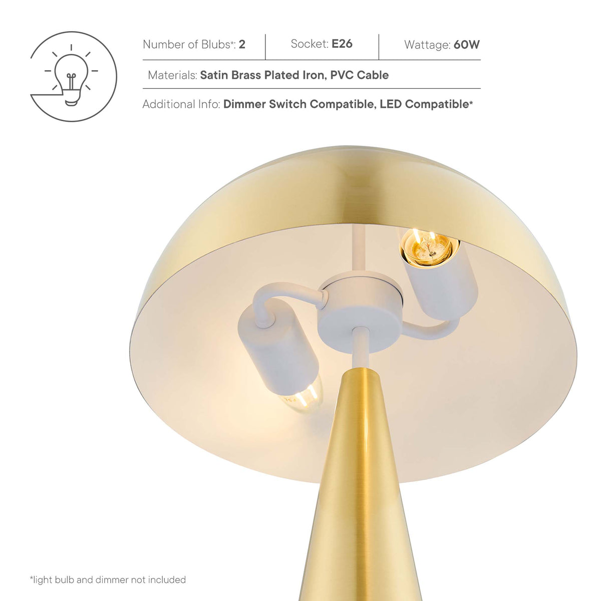 Selena Metal Table Lamp - Satin Brass