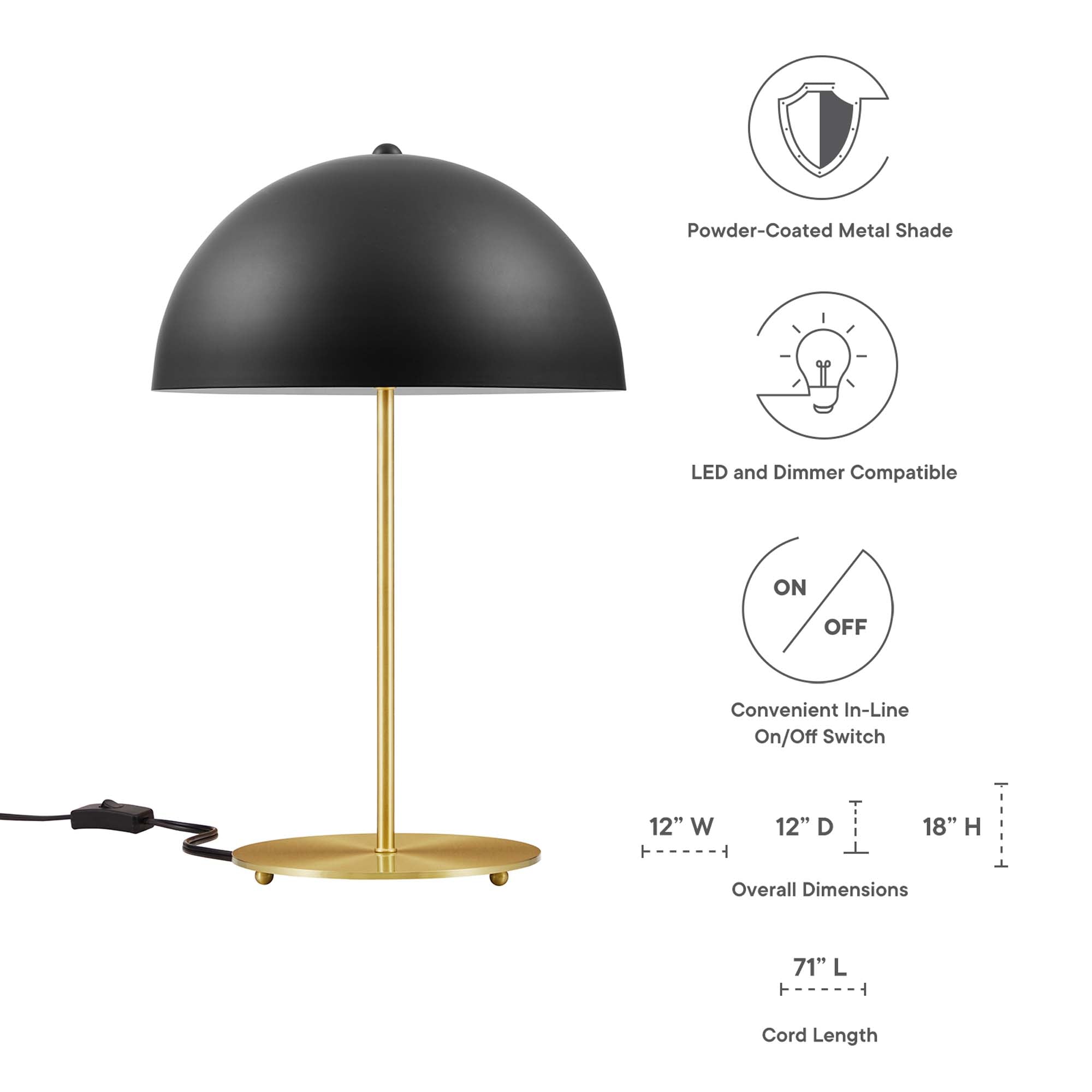 Ideal Metal Table Lamp - Black Satin Brass