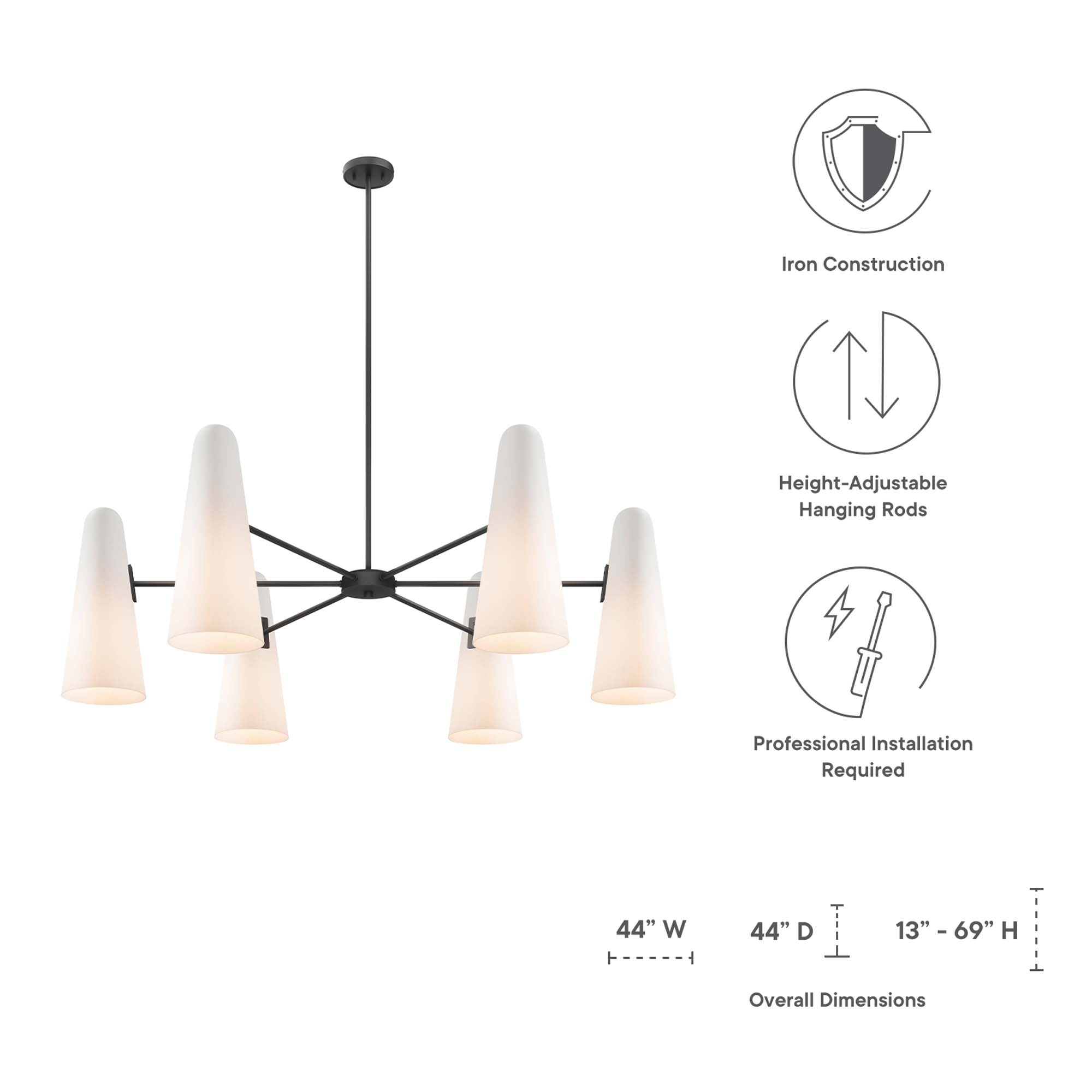 Beacon 6-Light Chandelier - Opal Black