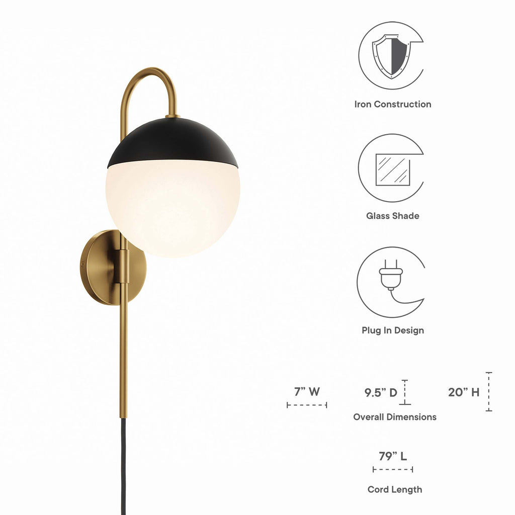Stellar 1-Light Wall Sconce - Opal Satin Brass