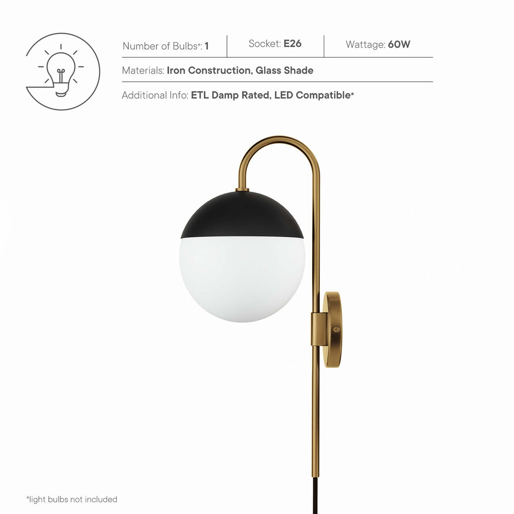 Stellar 1-Light Wall Sconce - Opal Satin Brass